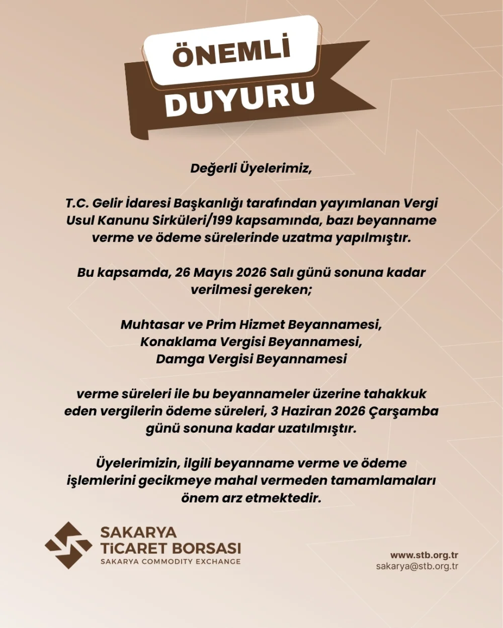 Tescil Beyanname Duyurusu